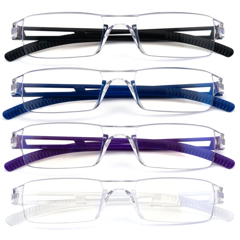 Ryegis Pack 4 Rimless Reading Glasses,Blue Light Clear Frames Reader Lightweight for Men and Women 2.25 - Image 1